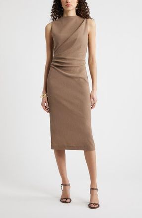 Nordstrom Pleated Midi Dress in Brown Lentil at Nordstrom, Size Xx-Small