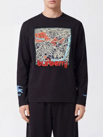 Burberry T-shirt a maniche lunghe in cotone con stampa logo grafica