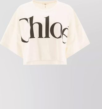 Chlo&eacute; cotton oversized cropped logo print t-shirt