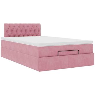 vidaXL Cama Otomana Con Colch&oacute;n Terciopelo Rosa 120x190 Cm Vidaxl