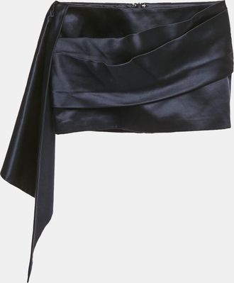 Alex Perry Navy Blue Silk Draped Mini Skirt