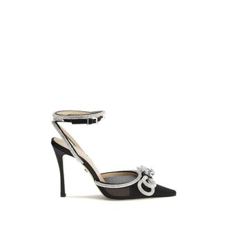 Mach & Mach Black Silk High Heel Womens Pumps