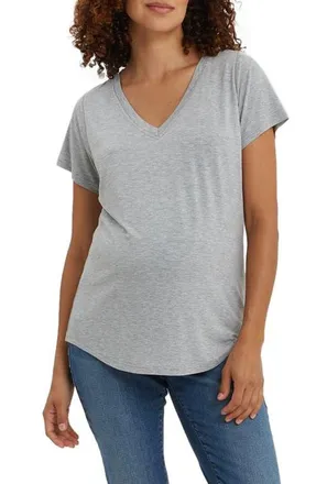Nom Maternity The Maternity & Nursing Tee in Heather Gray at Nordstrom, Size X-Large