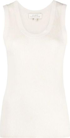 STUDIO NICHOLSON Rakko Rib Vest - Dames - Tops zonder mouwen - Wit - 4XS - Katoen - Tops