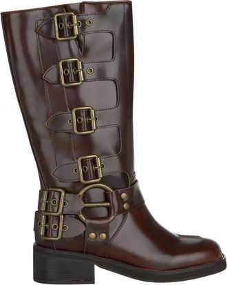 Alma En Pena Biker gespen - Dames - Hoge Laarzen - Bruin - 38 EU - Schoenen