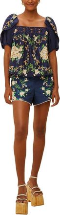 Farm Rio Farm Rio Flower Tapestry Flower Yoke Blouse
