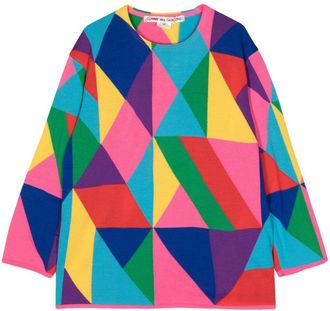 Comme Des Garçons geometric-pattern knit jumper - women - Wool/Acrylic - L - Red