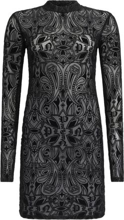 Philipp Plein Short Dress Gothic Plein - Dames - Korte kleedjes - Zwart - L - Polyester - Kleedjes