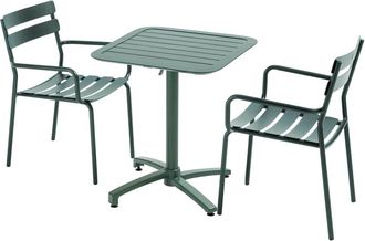 Oviala Mesa reclinable 70 x 70 cm y 2 sillas verde oscuro
