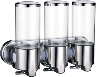 OEM Dispenser Para Gel De Ducha - 3 Compartimentos De 300 Ml - Montaje En Pared - Ventana Transparente - Recargable Sin Desmontar - 1 Unidad