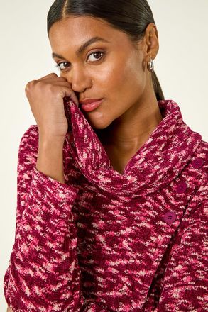 Roman Chenille Cowl Neck Tunic Top