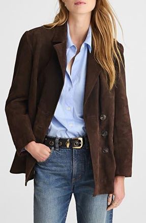 Madewell Double-Breasted Suede Blazer in Dark Carob at Nordstrom Rack, Size X-Large