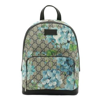 Gucci Blue Multi-Color Gg Supreme Leather Backpack (Pre-Owned)