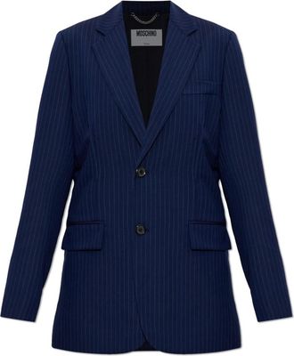 Moschino Mixed Fabric Blazer - Dames - Blazers - Blauw - M - Wol - Jassen