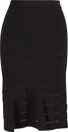 Sandro Flared Hem Pencil Skirt in Black Viscose
