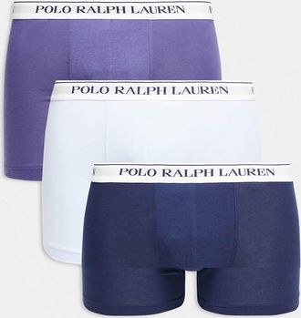 Polo Ralph Lauren Confezione da 3 boxer aderenti classici color viola/azzurro/blu navy con fascia in vita bianca con logo-Multicolore