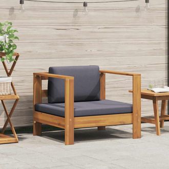 vidaXL Vidaxl - Silla De Jard&iacute;n Con Coj&iacute;n Madera Maciza De Acacia Gris Oscuro