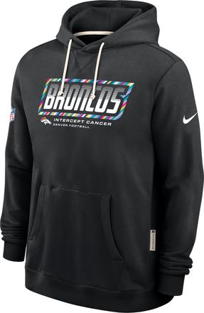 Nike Denver Broncos Crucial Catch Sideline Standard Issue Nike Mens Dri-FIT NFL Pullover Hoodie in Black | 03AZ00AZUA-F9R