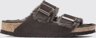 Birkenstock Sandali Arizona in suede con interni in shearling e fibbie