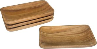 Woodard & Charles Set Of 4 Acacia Wood Individual Rectangular Serving Trays