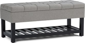 Simpli Home Saxon 43In Transitional Rectangle Storage Ottoman Bench