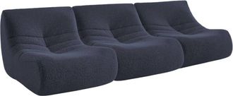 Sweeek Sof&aacute; modular en tejido efecto alpaca, 3 plazas, noche azul