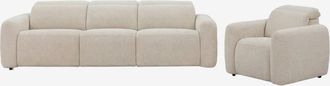 Sklum Conjunto De Sal&oacute;n Con Sof&aacute; De 3 Plazas Reclinable Y El&eacute;ctrico Y Sill&oacute;n Tapizado Peggy Sklum