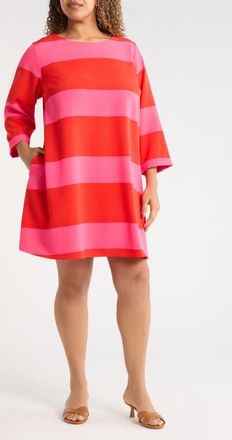 Sugarlips Lolli Stripe Lonna Shift Mini Dress in Fuchsia-Red at Nordstrom, Size 1 X