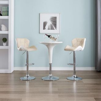 vidaXL Taburetes De Cocina 2 Unidades Cuero Sint&eacute;tico Color Crema Vidaxl