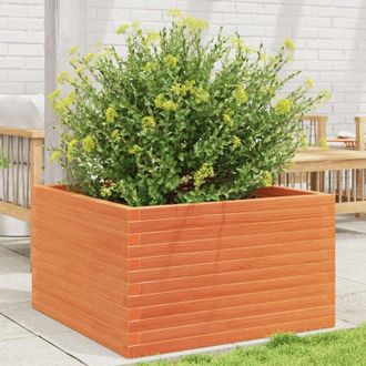 vidaXL Jardinera Madera Maciza De Pino Marr&oacute;n Cera 80x80x46 Cm Vidaxl