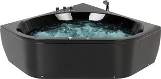 Beliani Beliani - Ba&ntilde;era De Hidromasaje Esquinera Negra Con Iluminaci&oacute;n Led 140 Cm Meves
