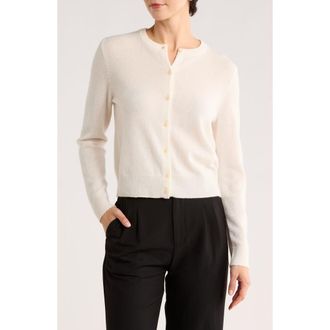 Nordstrom Crewneck Cashmere Cardigan in Ivory Pristine at Nordstrom Rack, Size Xx-Small