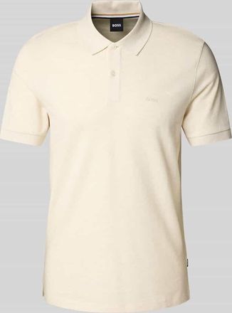 HUGO BOSS Slim Fit Poloshirt mit Label-Stitching Modell PALLAS in Offwhite, Gr&ouml;&szlig;e XXL
