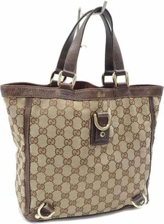 Gucci Pre-owned Tote Bags, female, Beige, Size: ONE SIZE Pre-owned Canvas handbags