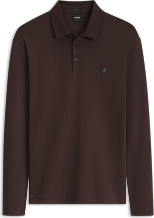 BOSS Long-sleeve cotton polo shirt with Double B monogram