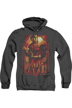 Gildan Superman Metropolis Deco Adult Heather Hoodie / Hooded Sweatshirt
