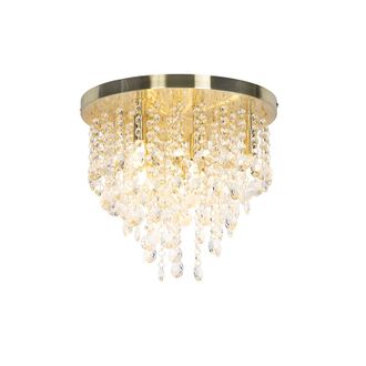 QAZQA Qazqa - Art D&eacute;co Plaf&oacute;n Cl&aacute;sico Dorado/lat&oacute;n 35 Cm - Medusa Vidrio /acero Redonda Adecuado Para Led Max. 7 X 28 Watt