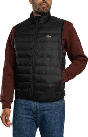 Lacoste Lichtgewicht Gewatteerd Vest, Zwart