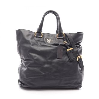 Prada Black Leather Handbag Tote Bag (Pre-Owned)