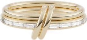 Spinelli Kilcollin Leora Mixed Metal Diamond Stack Ring in Yellow Gold at Nordstrom, Size 7
