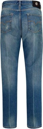 Versace Mens Blue Cotton Straight-Leg Jeans Clothing