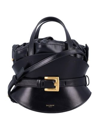 Balmain Shuffle Mini Leather Bag Black