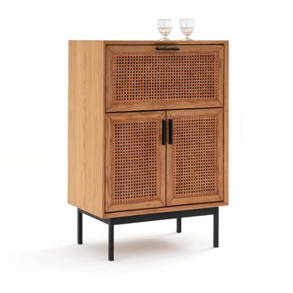 La Redoute Interieurs Barmeubel van eikenhout, fineer en vlechtwerk, Waska