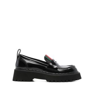 Gucci Loafers, female, Black, Size: 10 US Black Flat Slip-On Shoes