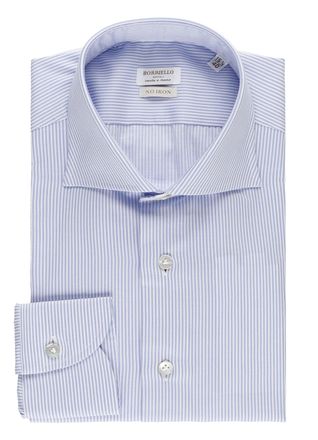 Borriello Blue Striped Cotton Casual Shirt