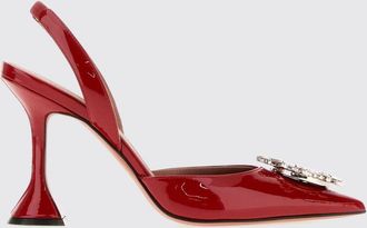 Amina Muaddi Slingback Begum in raso con fibbia gioiello e tacco a rocchetto