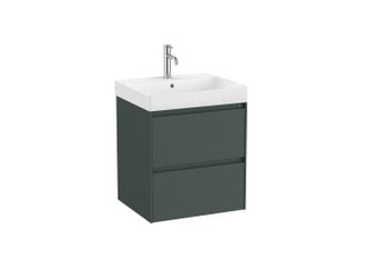 Roca Mueble Lavabo Blanco 550x460 Ona Standard 2 Cajones Led Verde Mate
