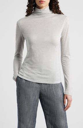 BOSS Elavu Turtleneck Top in Silver Grey Melange at Nordstrom, Size X-Large