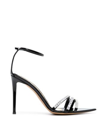 Alexandre Vauthier crystal-embellished 85mm leather sandals - women - Other fibres - 37.5 - Black