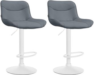 Clp Juego De 2 Taburetes De Bar Vonore En Polipiel Gris Blanco